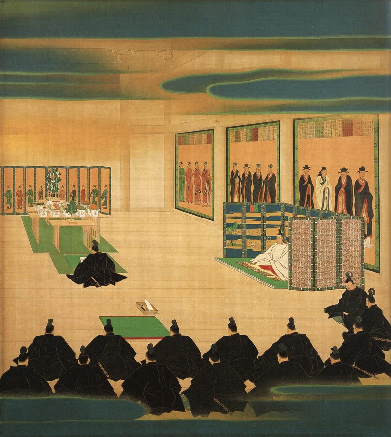 Painted depiction of the Charter Oath of Five Articles, the founding document of Meiji-era Japan, signed 6 April 1868