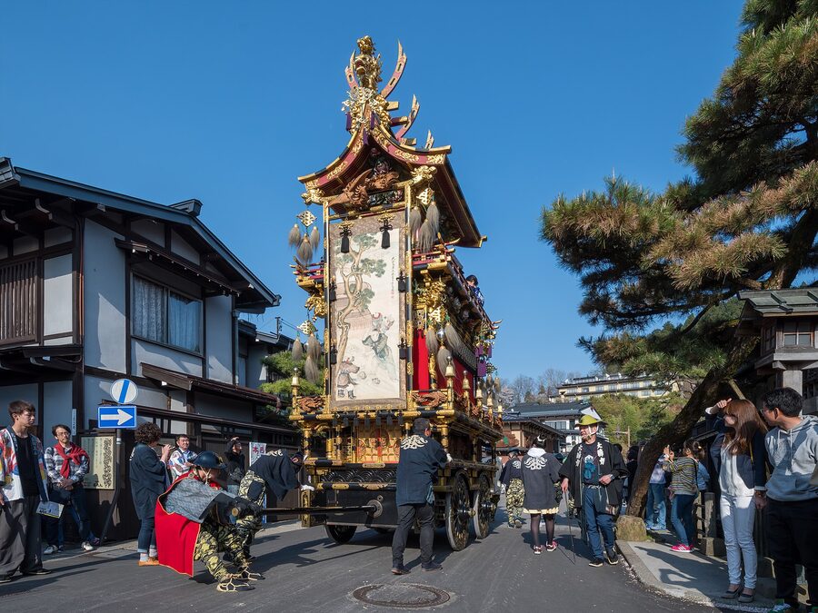 Roof finial of a Takayama Matsuri yatai showing chrysanthemum metalwork