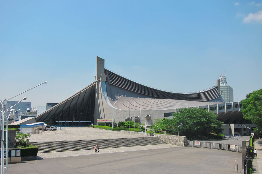 Yoyogi National Gymnasium designed by Kenzo Tange suspension cable roof for 1964 Tokyo Olympics
