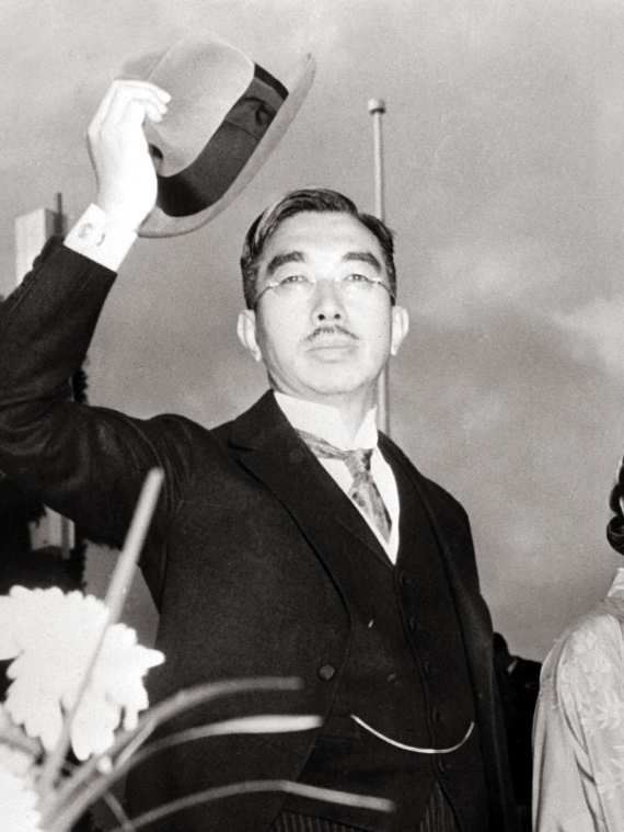 Emperor Hirohito photographed in 1946 wearing Western suit and tie