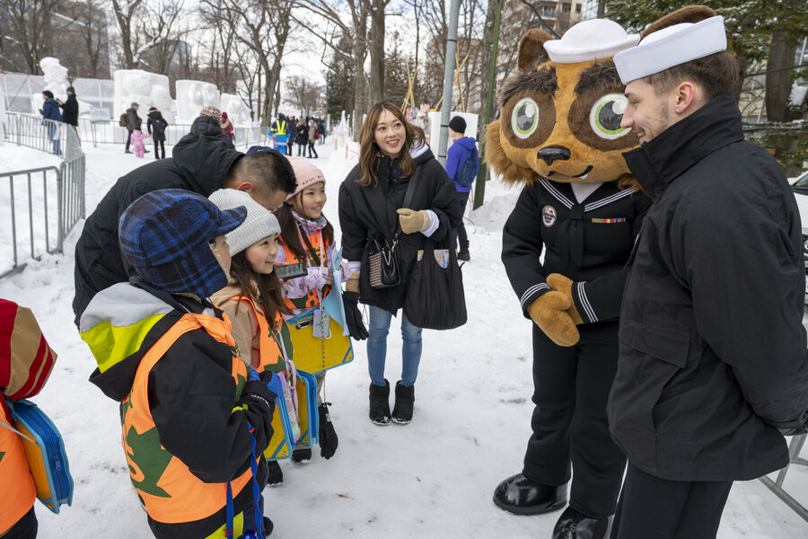 Yokopon mascot meets visitors at the 75th Sapporo Snow Festival 2025