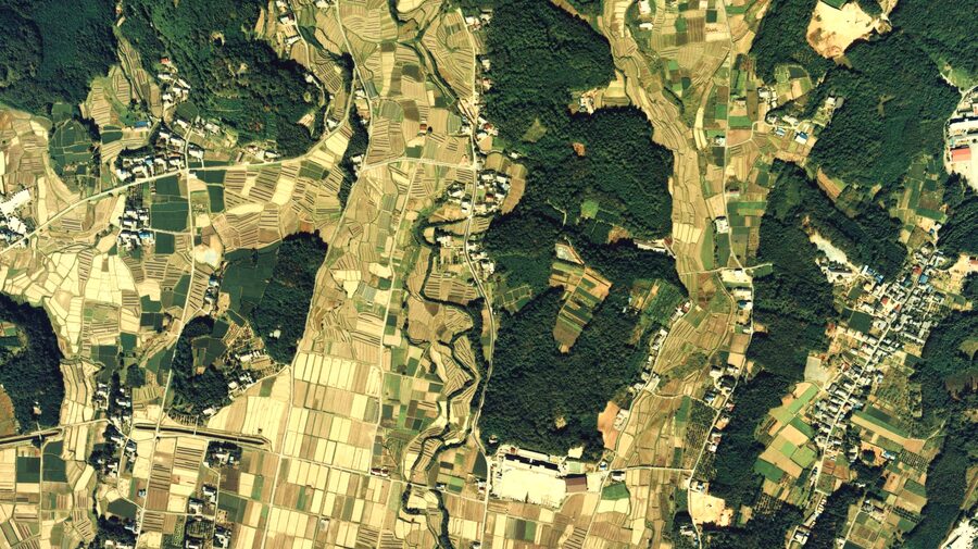 Aerial photograph of the Nagashino battlefield