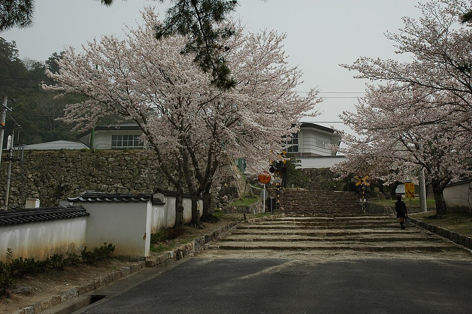 Bitchu Matsuyama Castle main tenshu two-tier two-story keep on the honmaru platform at 430 meters elevation on Mount Gagyu in Takahashi Okayama