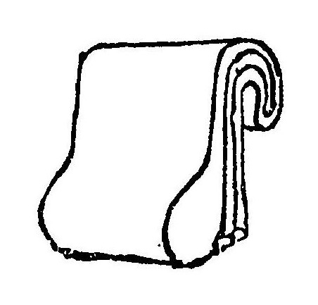 A folded white linen chakin tea cloth used for wiping the bowl during the tea ceremony