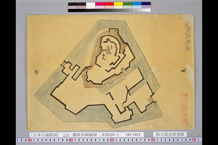 Edo period castle plan of Echizen Maruoka Castle from the National Diet Library Nihon Kojō Ezu atlas