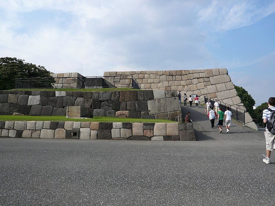 Stone platform or tenshu-dai of Edo Castle main keep in Imperial East Garden with no tower on top