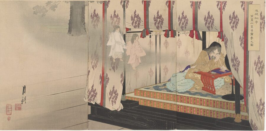 Portrait of Emperor Go-Daigo in court robes by Ogata Gekko 1904