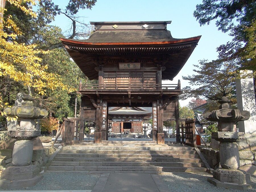 The main wooden gate of Erin-ji the Takeda mortuary temple in Koshu Yamanashi