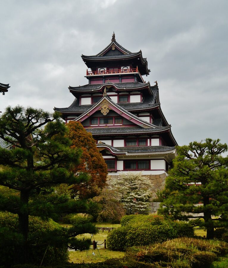 Fushimi-Momoyama Castle 1964 concrete replica keep in southern Kyoto, located near the original Hideyoshi-era retirement castle site at Momoyama hill