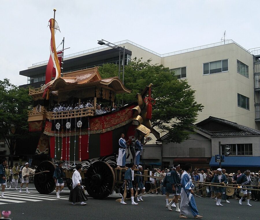 Ōfune-hoko ship-shaped float during the revived Ato-matsuri procession of Gion Matsuri in 2014