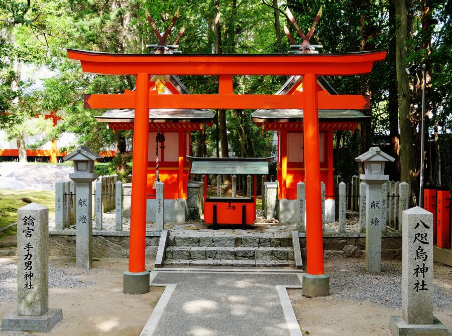 Stone torii at the entrance of Kumano Hayatama Taisha at Shingu, Wakayama