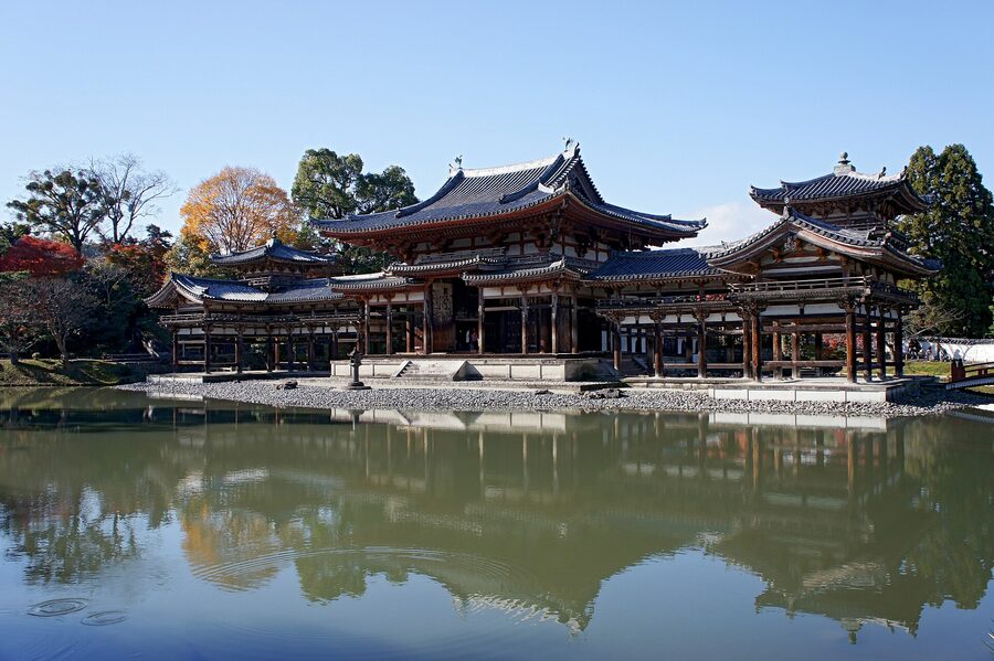 Phoenix Hall of Byodo-in temple in Uji, exterior view