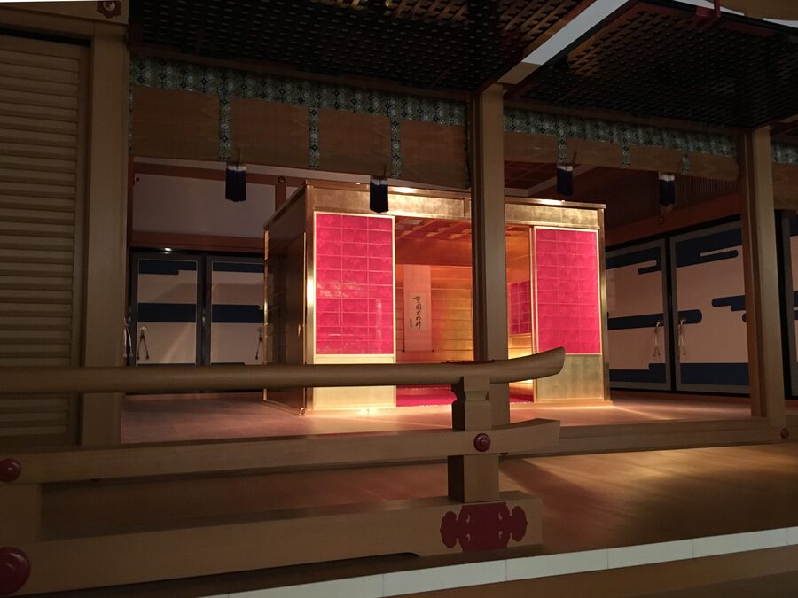 Reconstructed Golden Tea Room of Toyotomi Hideyoshi at the MOA Museum of Art Atami showing the gold-leaf walls and tatami mats of the portable tea pavilion