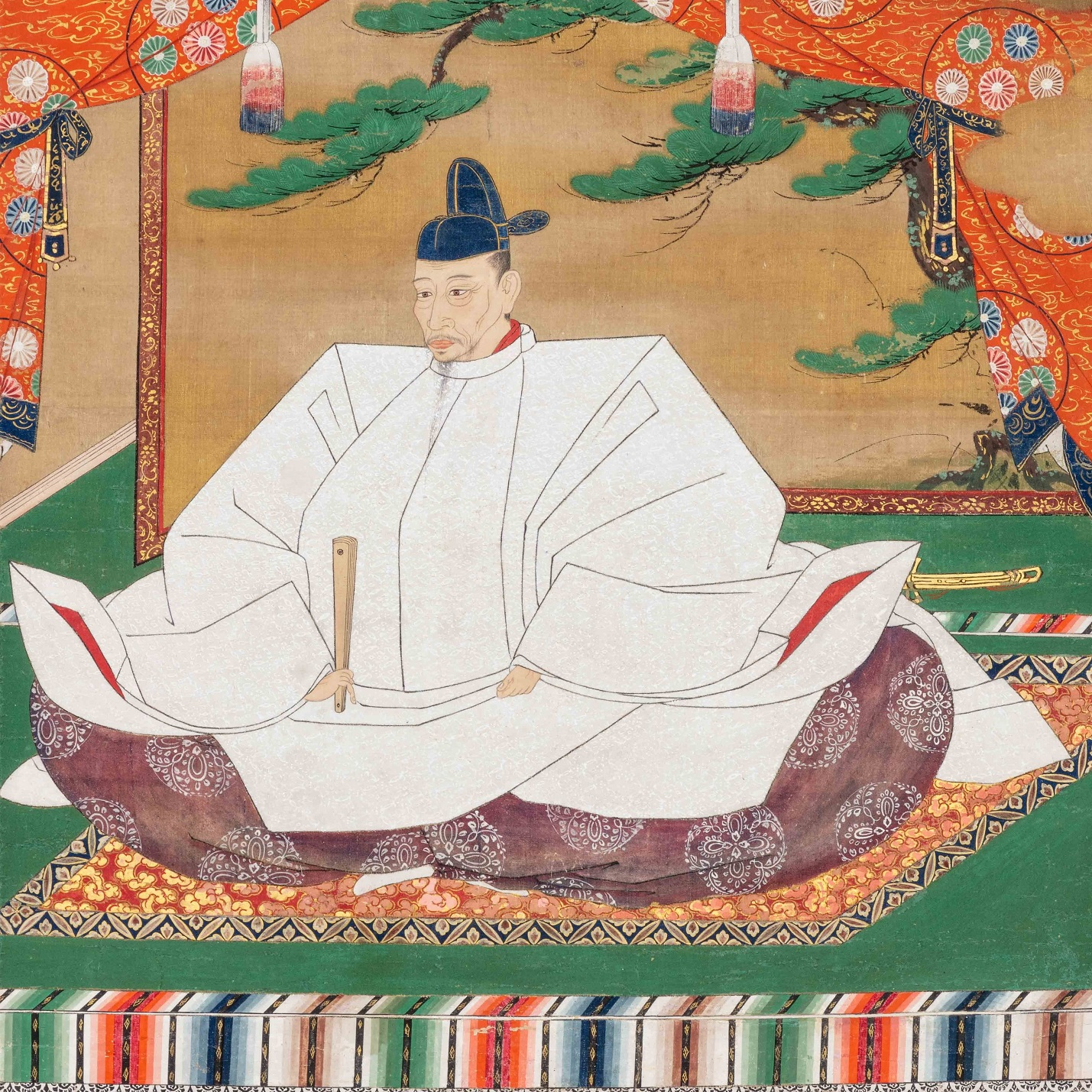 Posthumous portrait of Toyotomi Hideyoshi held at Kōdai-ji temple in Kyoto, painted around 1598 by Kanō Mitsunobu, depicting the second great unifier in formal court robes
