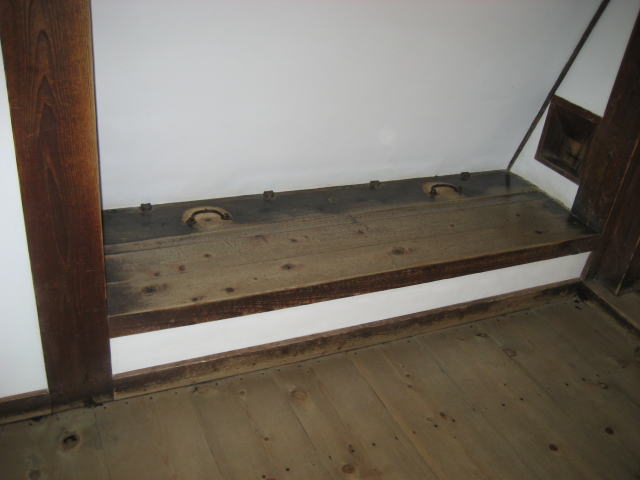 Stone-drop window or ishi-otoshi at Himeji Castle used to pour rocks or boiling oil on attackers