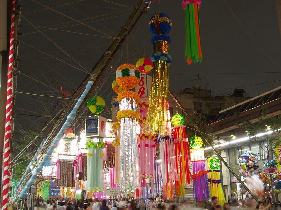 Hiratsuka Tanabata Festival at night