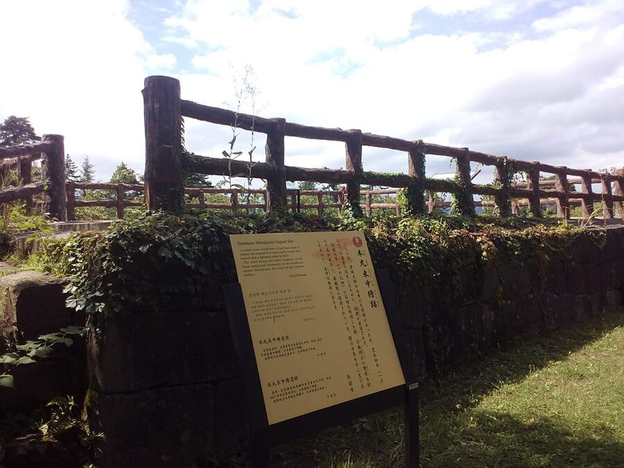 Hitsujisaru Yagura one of three surviving Edo-period three-storey turrets on the Ninomaru platform of Hirosaki Castle photographed in August 2017