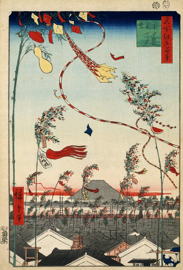 Hiroshige print of Edo Tanabata festival in 1857