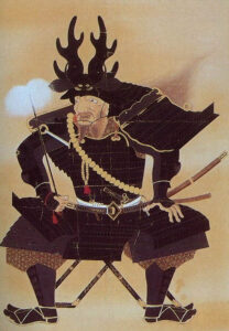 Early Edo-period portrait of Honda Tadakatsu the Tokugawa Four Heavenly Kings samurai said to have fought 57 battles without a scratch