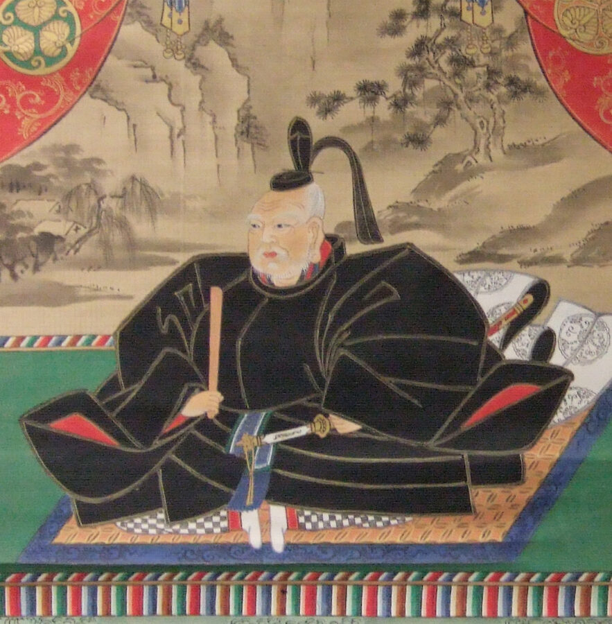 Portrait of Tokugawa Ieyasu seated with court robes and fan