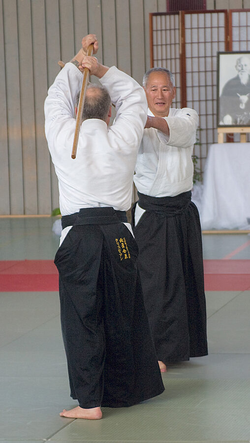 Shigemi Inagaki, seventh dan instructor of the old Iwama dojo, demonstrating in 2010