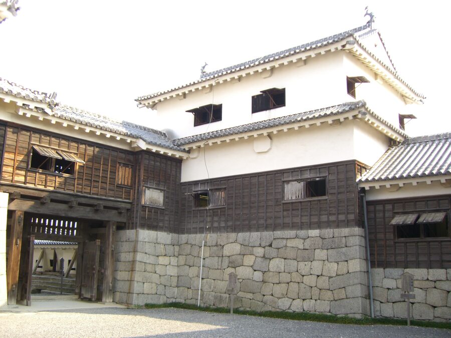 The ko-tenshu or small keep of Iyo-Matsuyama Castle linked to the main tower by watari-yagura connecting passages