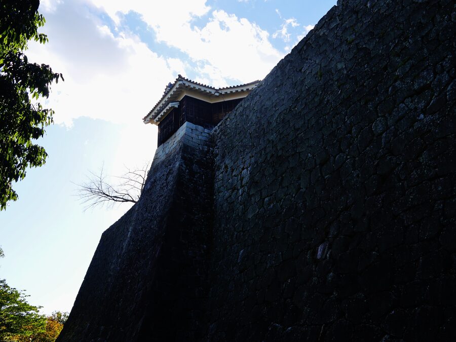 Taiko yagura drum turret at Iyo-Matsuyama Castle housing the alarm drum used to signal within the castle walls