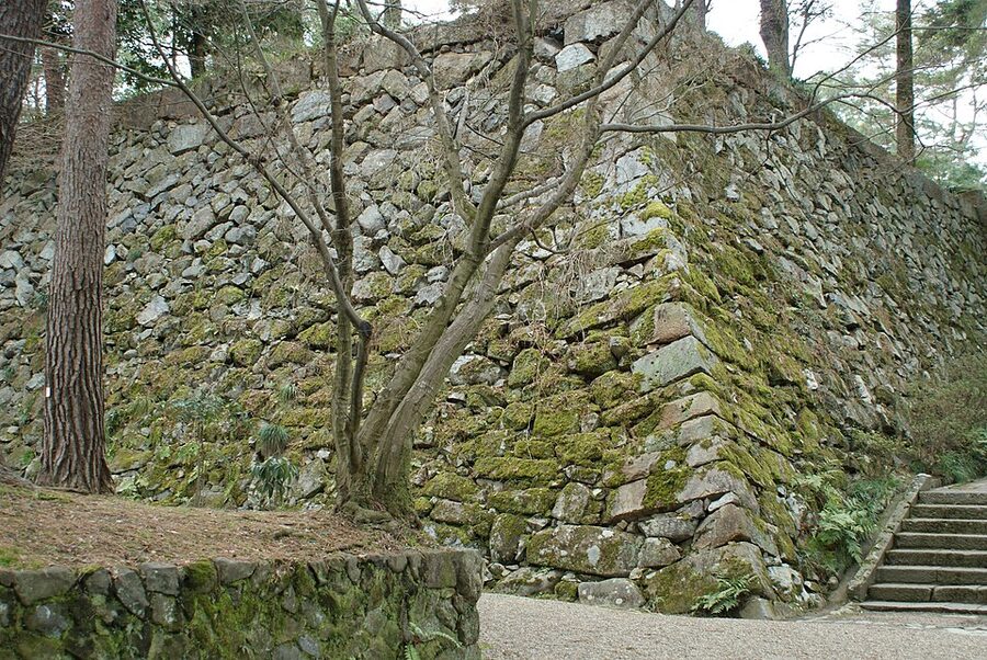 Surviving ishigaki stone-wall remnants of Kameyama Castle in Tamba modern Kameoka Kyoto, Akechi Mitsuhides base from which he marched to Honnoji
