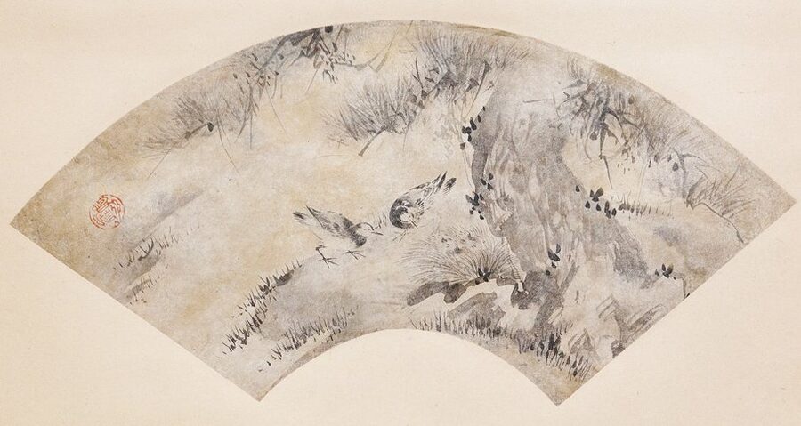 Birds and Pine Tree by Kanō Eitoku from the Indianapolis Museum of Art collection, demonstrating the Kanō school decorative style with gold accents