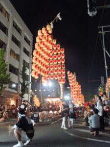 Akita Kanto Matsuri night parade with illuminated lantern poles 2015