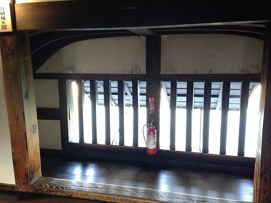 Karahafu gable room on the third floor of Inuyama Castle tenshu an Edo-period interior with painted ceilings