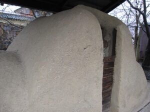 Display of historical kawara roof tile specimens at the Kawara Museum in Omihachiman Shiga prefecture