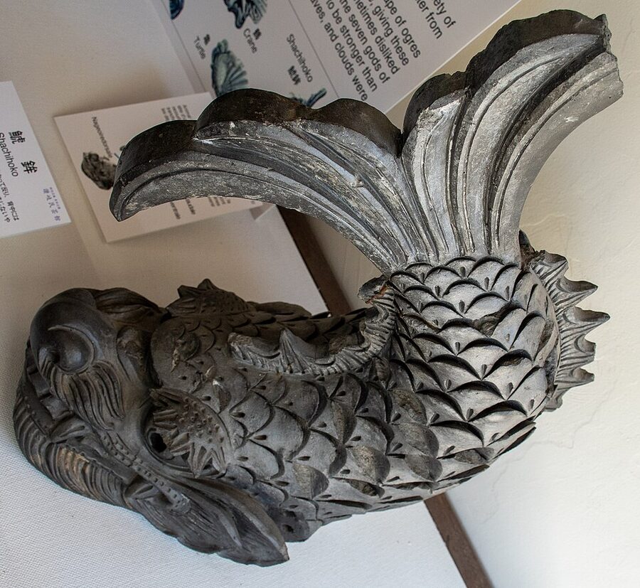 Shachihoko tiger-headed fish mythic creature onigawara roof ornament from Ritsurin Garden collection