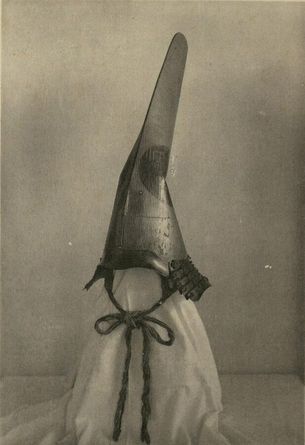 The preserved tall naga eboshi helmet worn by Kato Kiyomasa in combat now held by the Tokugawa Art Museum Nagoya