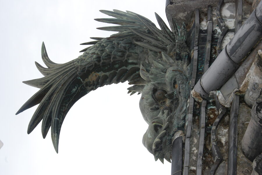 Shachihoko tiger-fish roof ornament on the Kochi Castle honmaru palace a rare survival of Edo-period palace decoration