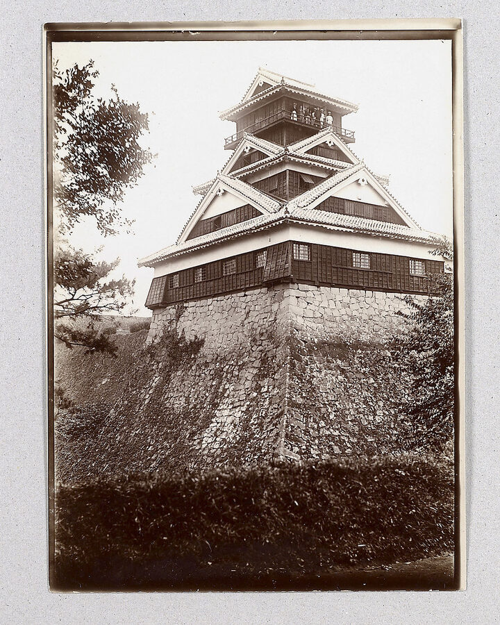 Isabella Bird Bishop photograph of the Uto Yagura at Kumamoto Castle around 1885 showing the post-siege state of the surviving original tower