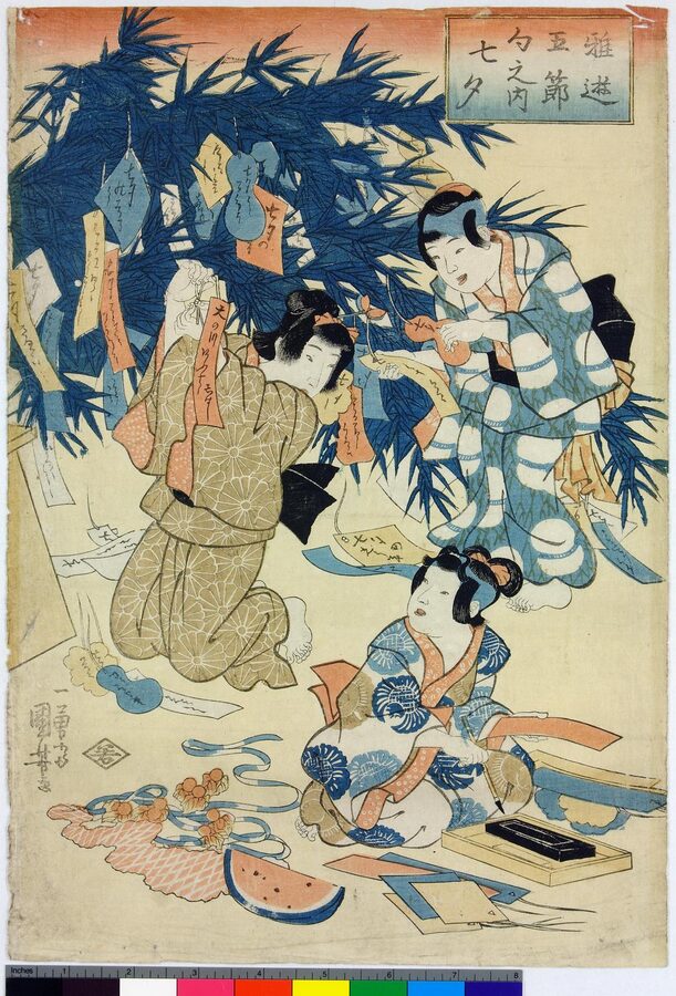 Utagawa Kuniyoshi print of the Tanabata star festival