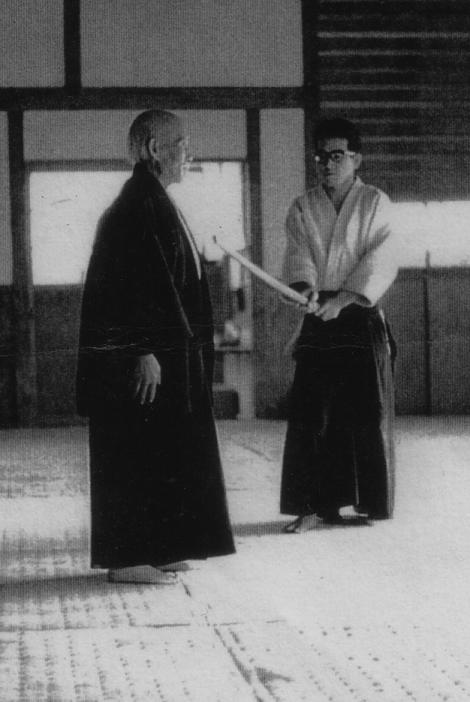 Kurita Yutaka taking ukemi for Morihei Ueshiba O-Sensei at the Aikikai Hombu in December 1962