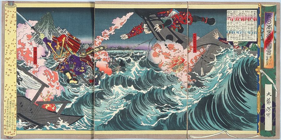 Edo-era ukiyo-e of the Dan no Ura naval battle