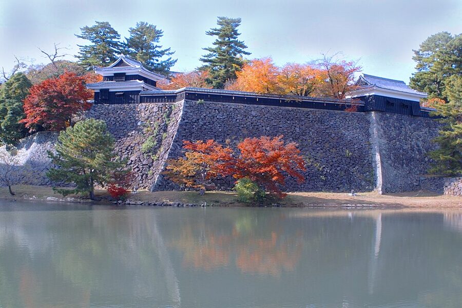 Reconstructed turrets on the outer walls of Matsue Castle