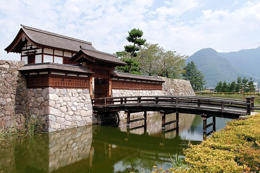 Reconstructed main gate of Matsushiro Castle the former Kaizu Castle that served as the Takeda Kawanakajima forward base under Kosaka Masanobu