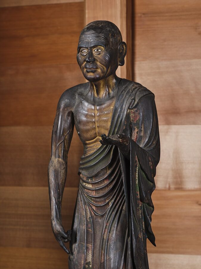 Buddhist sculpture of the disciple Mokuren by Kaikei in 1220, Daihoonji temple Kyoto
