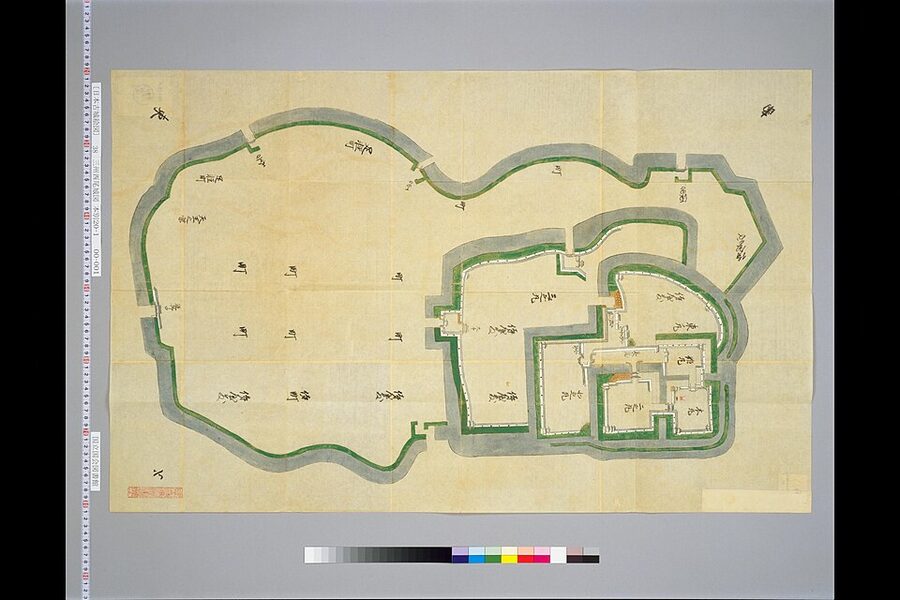 Edo-period illustrated plan of Sanshu Nishio Castle from Nihon Kojo Ezu in the National Diet Library