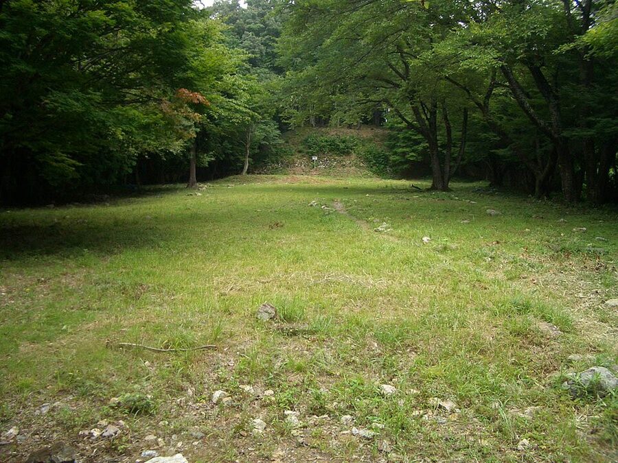 Stone platform foundation at the main keep honmaru of Odani Castle ruins in Nagahama Shiga Prefecture