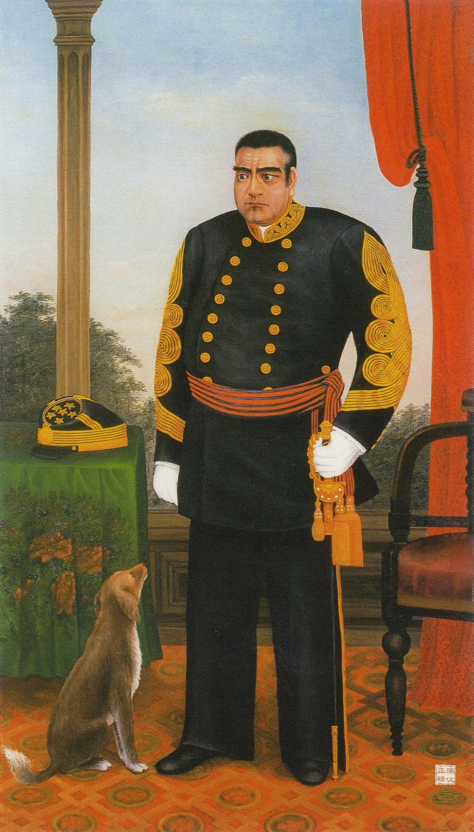 Posthumous oil portrait of Saigo Takamori in Meiji army uniform painted by Tokonami Masayoshi in 1887 after the posthumous pardon
