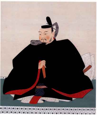 Portrait of Sengoku-era samurai Sassa Narimasa in formal ikan robes, held in the Toyama City Folk Museum