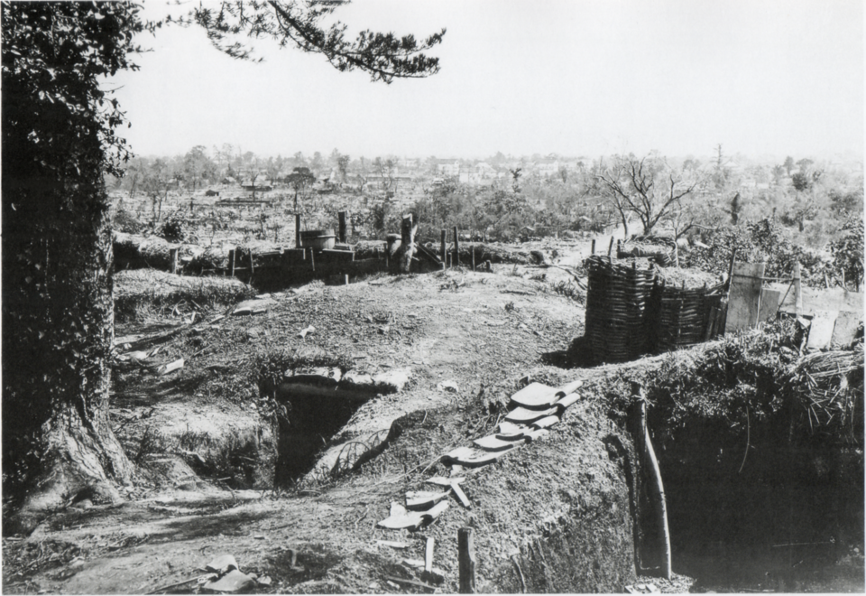 Ueno Hikoma photograph of Kumamoto city urban area during the 1877 Satsuma Rebellion Seinan War showing fire damage