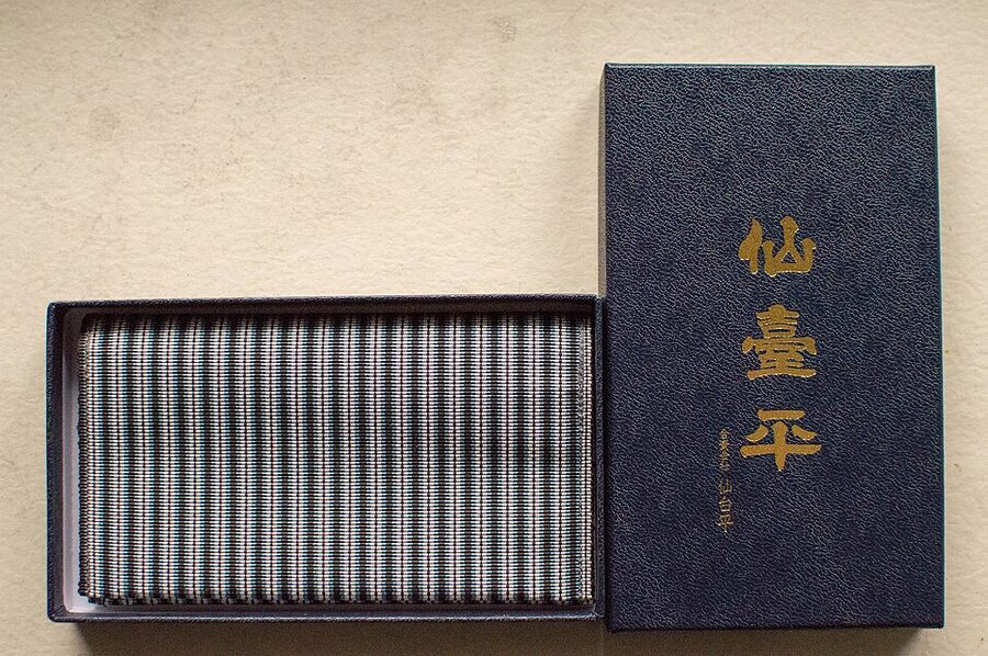 Sample of sendaihira striped silk fabric used for formal hakama, made by the last remaining sendaihira producer in Taihaku ward, Sendai