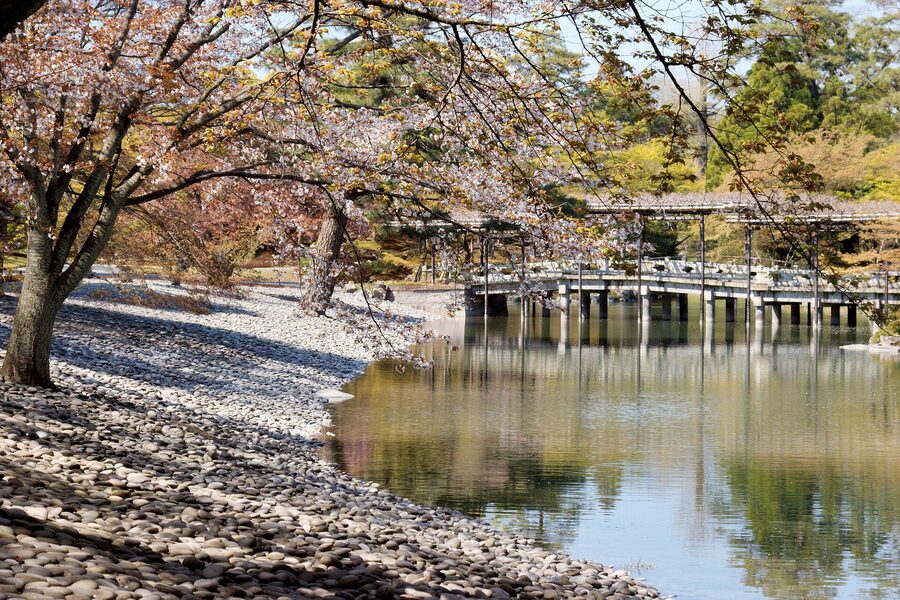 Pond at Sento Imperial Palace garden Kyoto