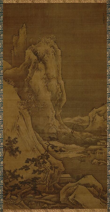 Winter scroll from the Landscape of Four Seasons by Sesshu Toyo Muromachi 15th century ink and light color on silk Tokyo National Museum